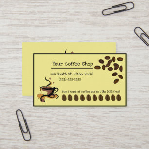 Carte De Visite Cute Café Bean Shop Punch