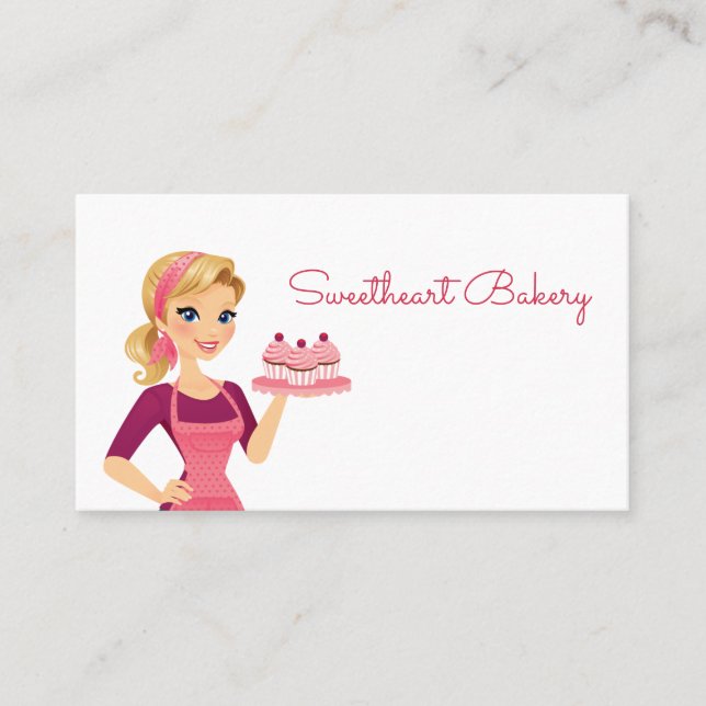 Carte De Visite Cute Cartoon Cupcake Girl Food Bakery Pâtisserie (Devant)