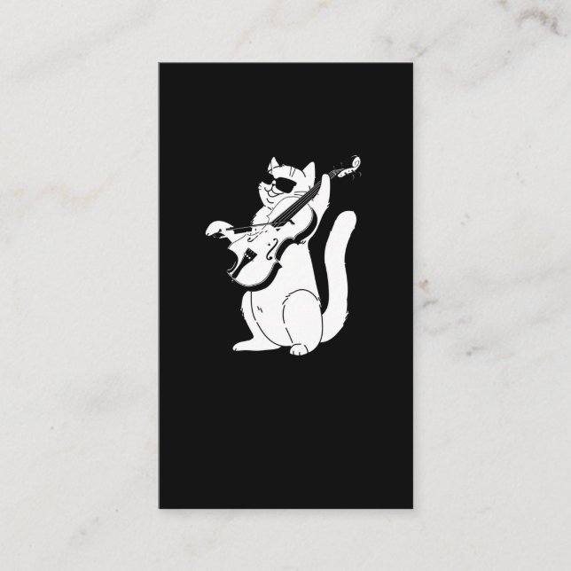 Carte De Visite Cute Chat jouant Violon String Musicien d'instrume (Devant)