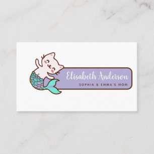 Carte De Visite Cute Chat Mermaid Meowmaid Mommy Date d'appel