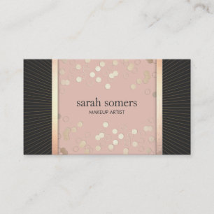 Carte De Visite Cute Chic Rose et Noir Gold Confetti Girly