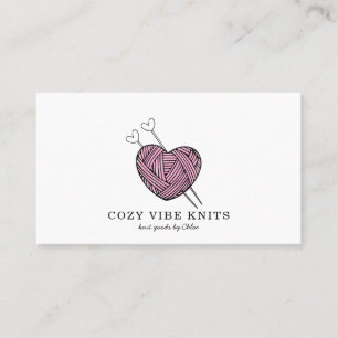 Carte De Visite Cute Coeur En Fil Fil Mariné Manipulé Knit