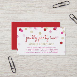 Carte De Visite CUTE CONFETTI SPOTS élégant organisateur de soirée