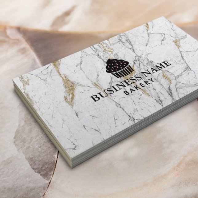 Carte De Visite Cute Cupcake Accueil Boulangerie Marbre moderne (Créateur téléchargé)
