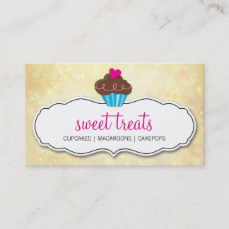 Carte De Visite CUTE CUPCAKE blanc bokeh motif jaune