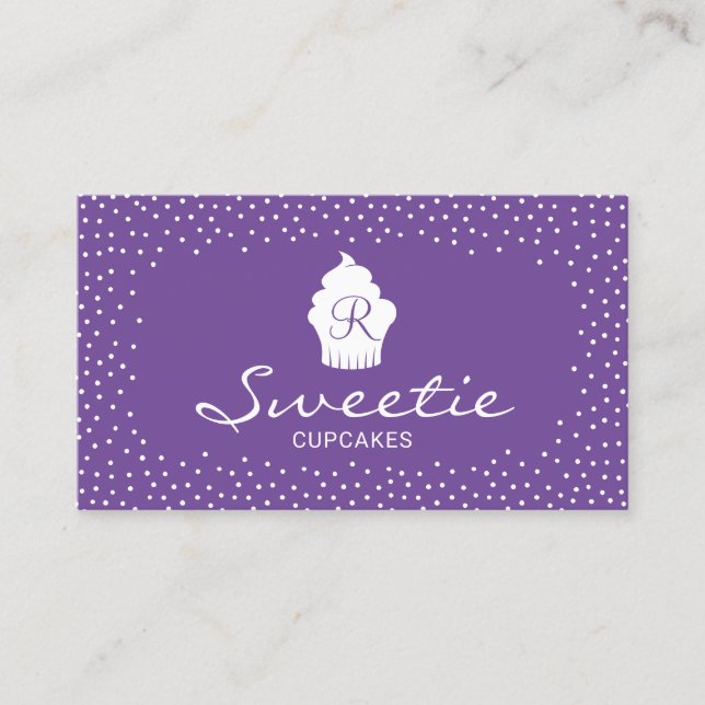 Carte De Visite Cute Cupcake Logo Douce Boulangerie Classique Viol (Devant)