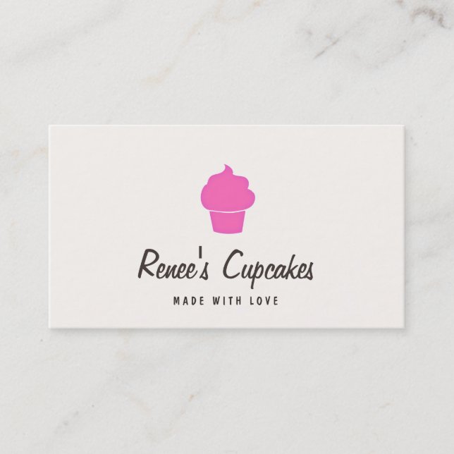 Carte De Visite Cute Cupcake Rose Simple Retro Pâtisserie Chef Crè (Devant)