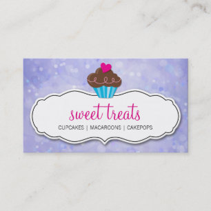 Carte De Visite CUTE CUPCAKE whimsshi bokeh motif violet