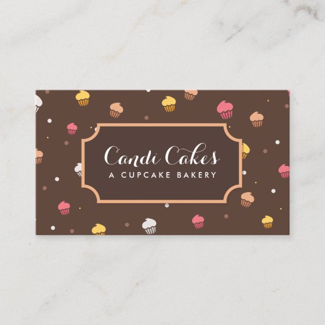 Carte De Visite Cute Cupcakes boulangerie Motif Brown (Devant)