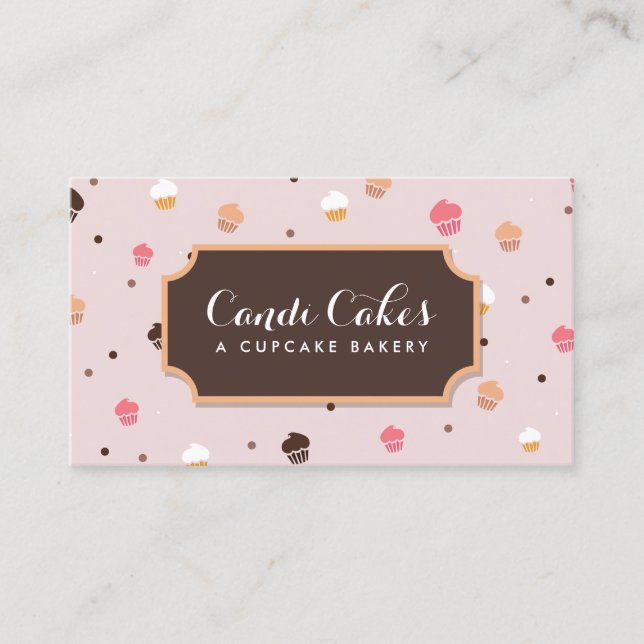 Carte De Visite Cute Cupcakes Boulangerie Motif rose (Devant)