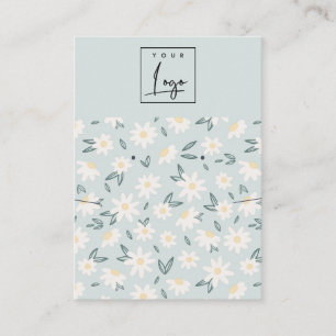 Carte De Visite Cute Daisy Floral Aqua Bleu Logo Élevant Collier