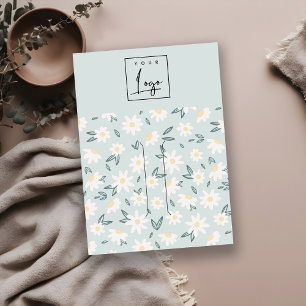 Carte De Visite Cute Daisy Floral Aqua Blue Logo Porte-cheveux Cli