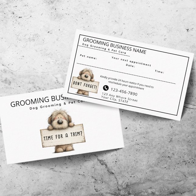 Carte De Visite Cute Dog Grooming Modern Fun Appointment Card (Créateur téléchargé)