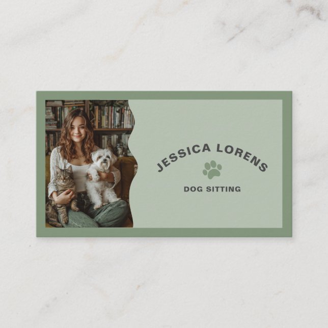 Carte De Visite Cute Dog Sitter, Pet Groomer, Dog Walker (Devant)