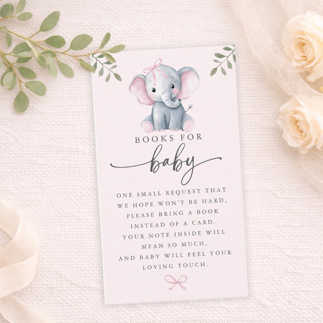 Carte De Visite Cute Elephant Pink Books for Baby Card (Cute Elephant Pink Books for Baby Card)