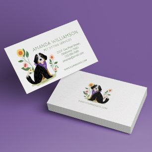 Carte De Visite Cute Floral Bernese Mountain Dog Services de soins