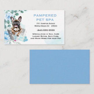 Carte De Visite Cute Floral Blue Animaux Spa