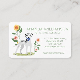 Carte De Visite Cute Floral Dalmatien Chien Services de soins pour