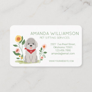 Carte De Visite Cute Floral Maltese Poodé Chien Services de soins 