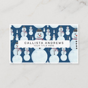 Carte De Visite Cute Frosty Blue Snowman Motif d'aquarelle