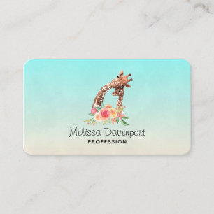 Carte De Visite Cute Giraffe Aquarelle Maman & Bébé