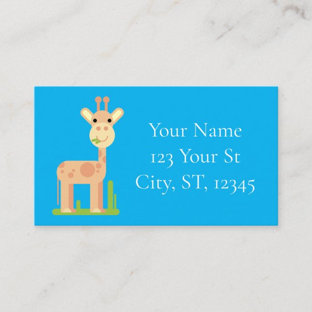 Carte De Visite Cute Giraffe Munching Thunder_Cove (Devant)