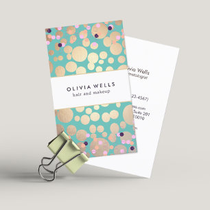 Carte De Visite Cute Gold et Turquoise Confetti Motif