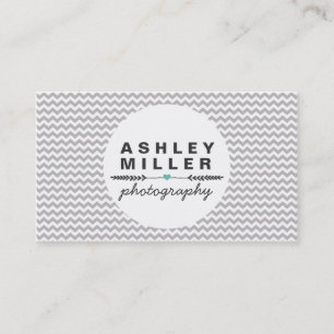 Carte De Visite Cute Grey Et Blanc Chevron Aqua Dividers Coeurs