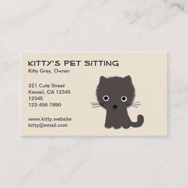 Carte De Visite Cute Grey Kitten (Devant)
