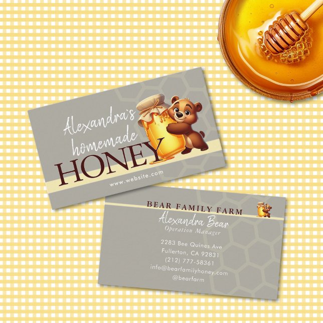 Carte De Visite Cute Honey Happy Teddy Bear Jar Honeycomb (Créateur téléchargé)