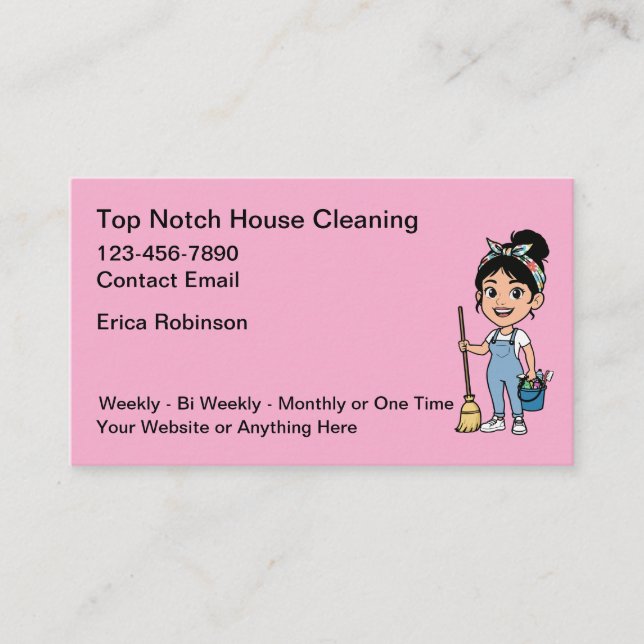 Carte De Visite Cute House Cleaning Maid Service Business Cards (Devant)
