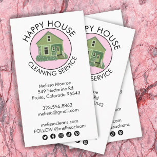 Carte De Visite Cute House Logo Cleaning Home Services Social Icon