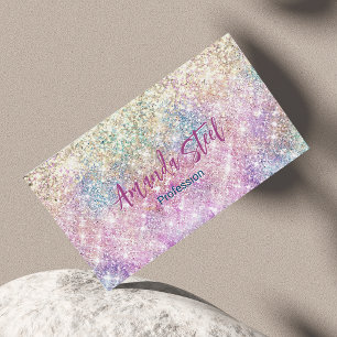 Carte De Visite Cute iridescente licorne or parties scintillant