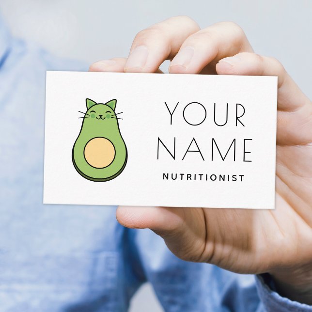 Carte De Visite Cute Kawaii Avocado Chat nutritionniste diététiste (Créateur téléchargé)