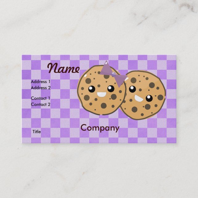 Carte De Visite Cute Kawaii Chip Cookie Couple (Devant)