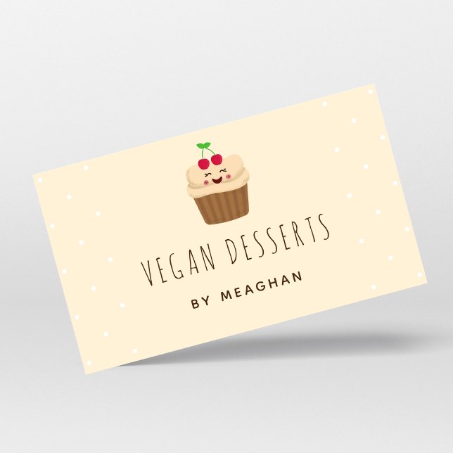 Carte De Visite Cute Kawaii Cupcake Vegan Dessert Boulangerie de g (Créateur téléchargé)