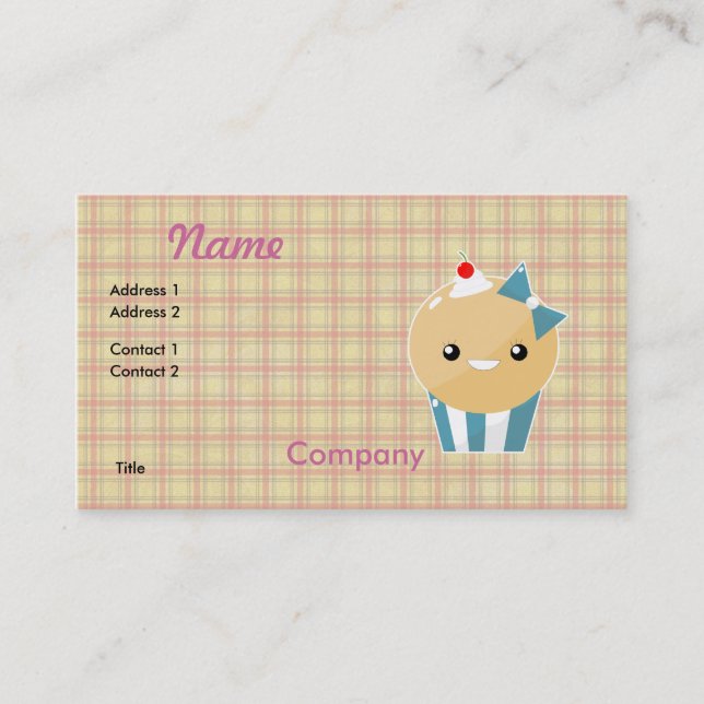 Carte De Visite Cute Kawaii Girl Muffin Cupcake (Devant)