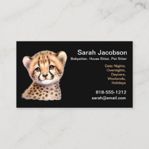 Carte De Visite Cute Kawaii Leopard Babysitter House Sitter Pet