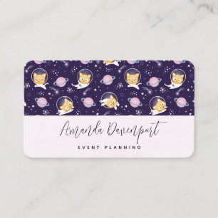 Carte De Visite Cute Kitty Chat Astronauts Motif