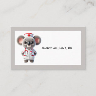 Carte De Visite Cute Koala Ours Nurse avec Stethoscope Tan Frontiè