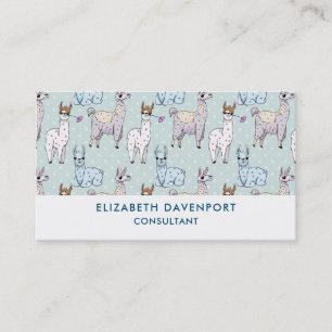 Carte De Visite Cute Llama Motif Pois