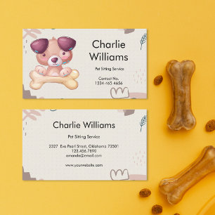 Carte De Visite Cute Main Tirée Animaux de compagnie Sitter Chien
