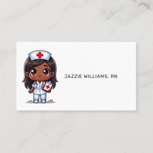 Carte De Visite Cute Manga Black Nurse Cheveux Brown et yeux perso