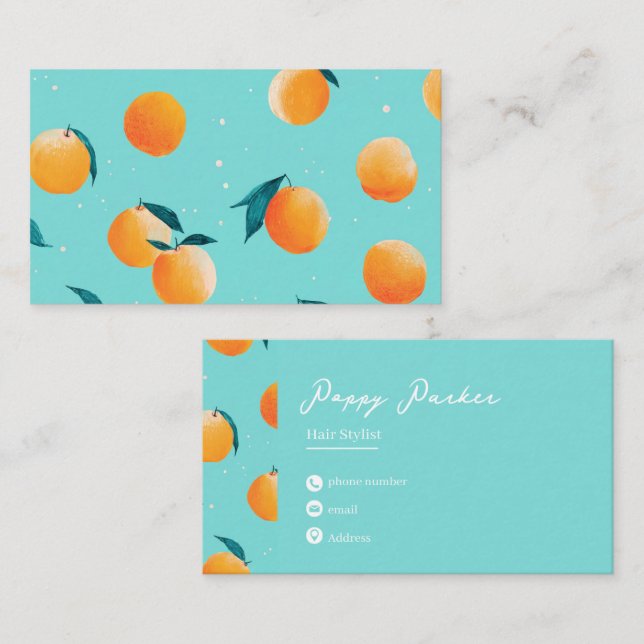 Carte De Visite Cute Modern Peach Business Card | Custom (Devant / Derrière)