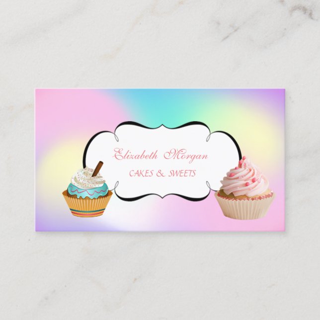 Carte De Visite Cute moderne adorable Cupcake Bakery Ombre (Devant)