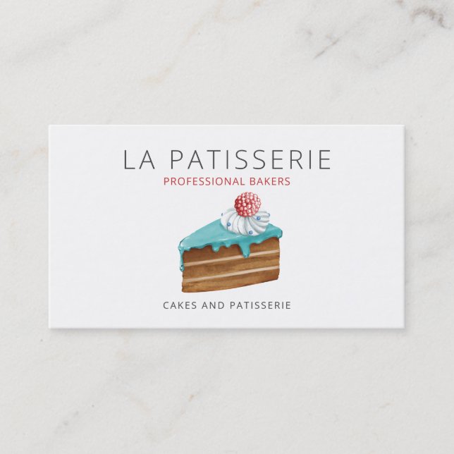 Carte De Visite Cute moderne gâteau bleu boulangerie pâtisserie Ch (Devant)