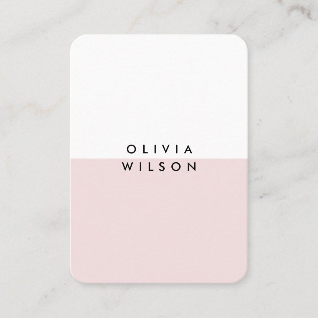 Carte De Visite Cute moderne minimaliste rose blanc (Devant)