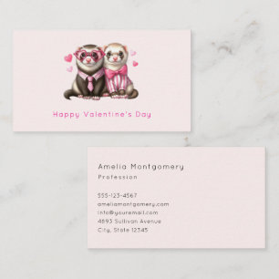 Carte De Visite Cute Otter Couple dans Love Valentine's Day