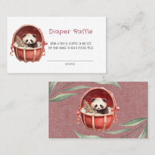 Carte De Visite Cute Panda Ours Rouge Panier Raffin