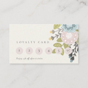 Carte De Visite Cute Pastel Boho Blush Blue Floral 6 Punch Loyauté
